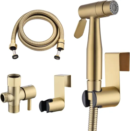 Pulverizador de bidé de acero inoxidable para inodoro, acabado dorado con modos de chorro y rociado suave, rociador de mano para pañales de tela,