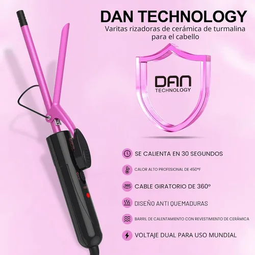 Miniatura 7 de DAN Technology - Varita rizador pequeña de cerámica con temperatura ajustable para rizos apretados en cabello corto y largo (3/8 pulgadas, 10 mm)