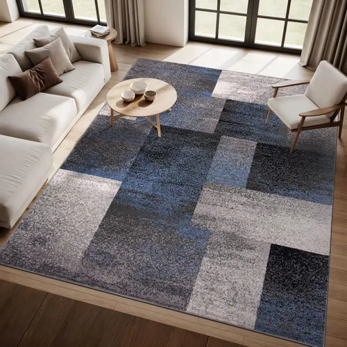 Miniatura 10 de Rugshop - Alfombra de corredor con diseño de cuadros, azul envejecida y moderna, no desprende pelos, para pasillo, entrada y cocina, 2 pies x 7 pies