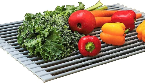 Miniatura 4 de iPEGTOP Escurreplatos de cocina en fregadero, inoxidable, en encimera o extensibles sobre el fregadero con soporte para utensilios negro, acero