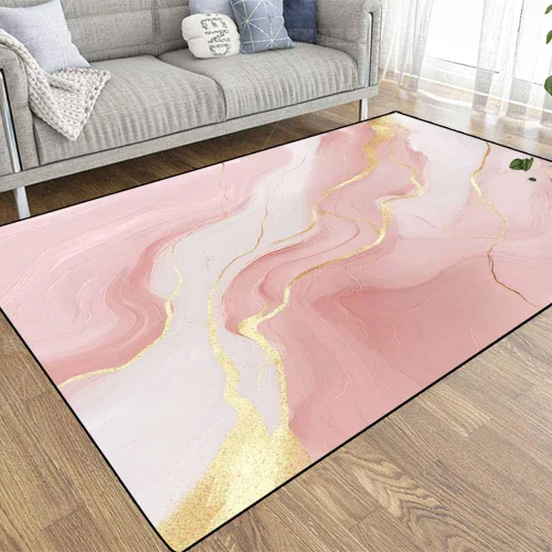 Miniatura 42 de TOMWISH - Alfombra abstracta pintada a mano en blanco y negro con pintura dorada, sala de estar, dormitorio, decoración de suelo, alfombra
