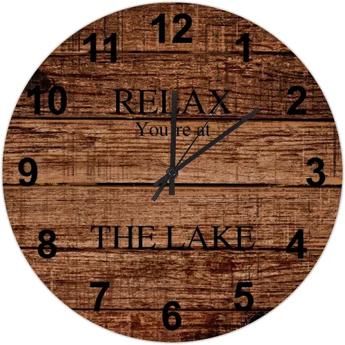 Miniatura 40 de UFunhome Reloj de pared de granja Lake Relax You're at The Lake Silent Non-Ticking Vintage Country reloj de grano de madera a pilas para el hogar