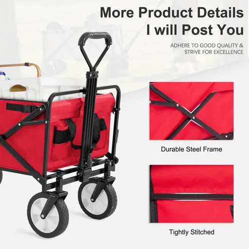 Miniatura 8 de PayLessHere Carrito plegable con ruedas Negro Carrito plegable resistente con capacidad de 330 libras con ruedas todo terreno y mango