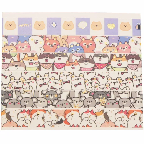 Miniatura 2 de Juego de cinta adhesiva lindas mascotas 18 rollos de cinta decorativa de oro delgado para manualidades, bricolaje, diarios, planificadores, álbumes