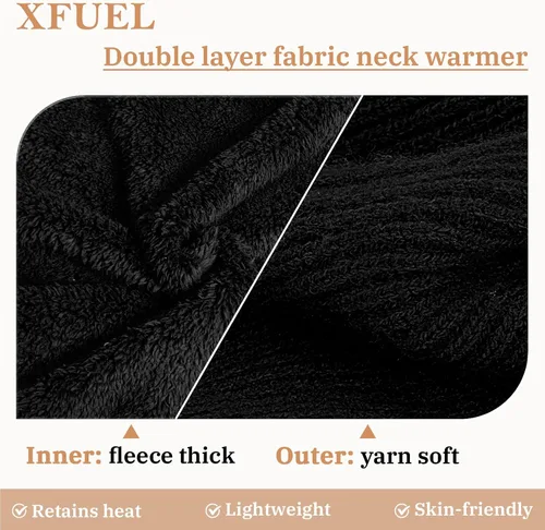 Miniatura 8 de Calentador de Cuello de Invierno para Hombres y Mujeres, Polaina de Cuello de Forro Polar Tejido, Cubierta Facial a Prueba de Viento para Clima