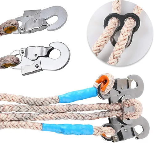Miniatura 8 de TWSOUL Estaca de escalada, equipo de escalones de escalada de árboles con correas de cinturón de 5 puntos, cordón ajustable portátil y correas extra