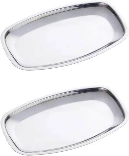 Miniatura 19 de Buyer star Bandeja ovalada de acero inoxidable de 9 pulgadas, bandeja de almacenamiento, bandeja de almacenamiento, plato de platos, cosméticos