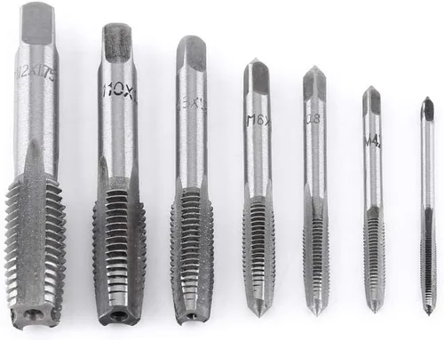 Miniatura 9 de Juego de grifos métricos de 7 piezas, grifos de punta espiral M3 M4 M5 M6 M8 M10 Herramienta de corte de rosca de acero para trabajar el metal