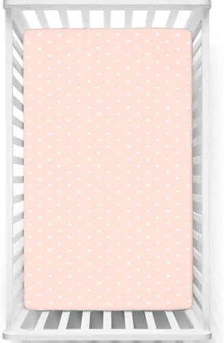 Miniatura 9 de Sábana bajera ajustable para cuna pequeña con temática de cuadros rosados, sábanas portátiles para cuna, suaves y elásticas, sábana bajera para cuna