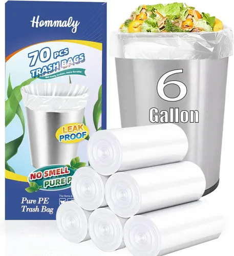 Miniatura 35 de Bolsas de basura pequeñas transparentes de 1 galón, 140 unidades (0.8-1 galón), bolsas de basura fuertes de 0.8 galones, 1 galón y 1.2 galones