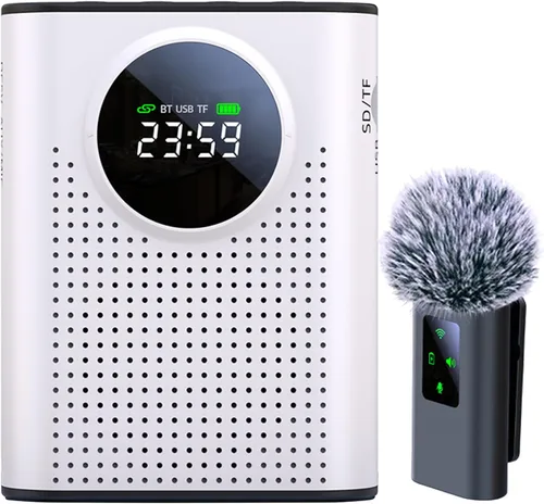 Miniatura 12 de S67 amplificador de voz recargable micrófono inalámbrico para profesores aula, mini solapa Lavalier micrófono clip magnético, altavoz Bluetooth