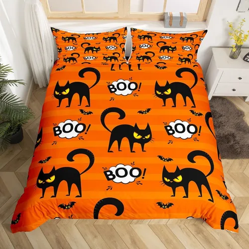 Miniatura 41 de Erosebridal Juego de ropa de cama de murciélago de Halloween, tamaño individual, con purpurina y estrellas, galaxia, funda de edredón para niños