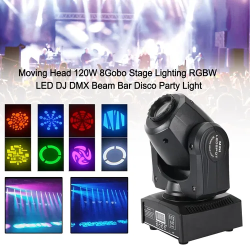Miniatura 3 de Cabeza móvil 120 W 8 Gobo Iluminación de escenario RGBW LED DJ DMX Beam Bar Disco Party Light para Fiesta Boda Cumpleaños Navidad Vacaciones