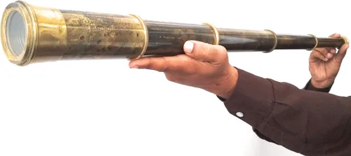 Miniatura 6 de Raro telescopio de latón y catalejo - East India Company 1818 Tracker Vintage Catalejo pirata antiguo grande en caja de regalo de cuero cosido a