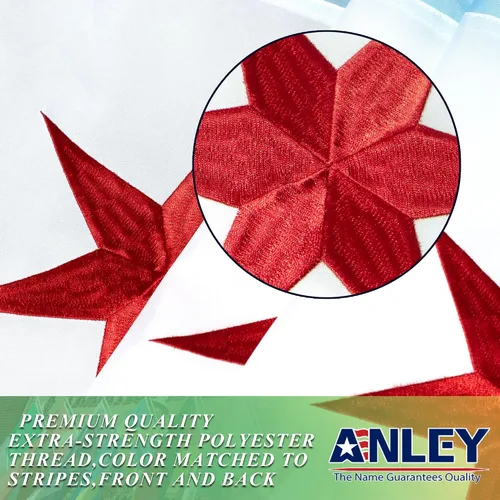 Miniatura 3 de Anley EverStrong Series - Bandera de la ciudad de Chicago de 3 x 5 pies resistente, rayas bordadas y cosidas, 4 filas de costuras de cerradura