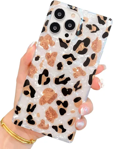 Miniatura 7 de Funda compatible con iPhone 13, borde rectangular, bonita funda protectora de lujo con diseño de flores al óleo para mujeres y niñas, funda