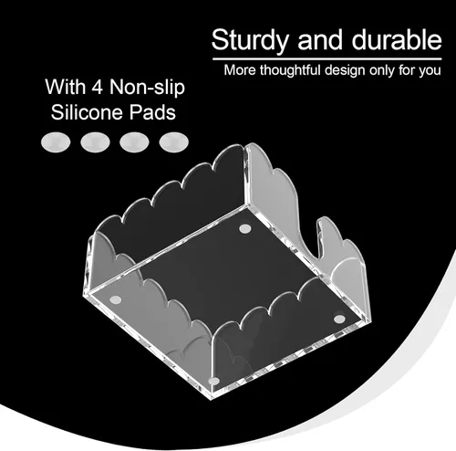 Miniatura 5 de YAGELI Servilletero acrílico transparente – Elegante bandeja festoneada para cóctel, baño, cocina y comedor – Toalla de papel plana y organizador