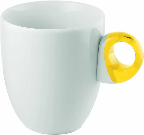 Miniatura 11 de Guzzini Taza diaria con asa, juego de 4 (verde ácido), porcelana y plástico, apta para microondas y lavavajillas, sin BPA, novedosa taza de café