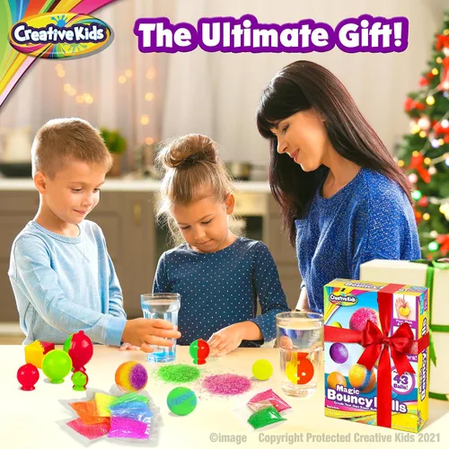 Miniatura 4 de Creative Kids Magic Bouncy Balls – Juguetes STEM DIY – Kit de ciencia para niños – 25 bolsas multicolor y 5 moldes para hasta 43 bolas Edición