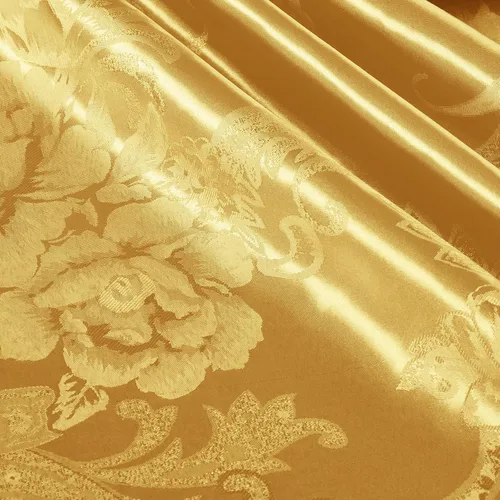 KKJIAF Tela de Jacquard de Satén Dorado 1 Yarda, 49" de ancho, Estampado de Peonía, Tela de Brocado Brillante y Sedoso para Vestido, Camisas,