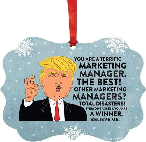 Miniatura 150 de Andaz Press Presidente Donald Trump Fancy Frame Recuerdo Adorno de Navidad Regalo de broma Ejecutivo de Cuenta, 1 paquete, Divertidas Ideas
