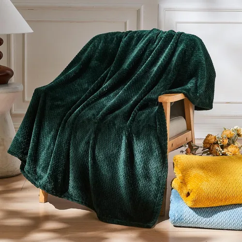 Miniatura 19 de NEWCOSPLAY Manta de Tiro Súper Suave Aqua Franela Sedosa Premium Fleece con Patrón de Hojas Ligera Manta de Cama para Uso en Todas las Estaciones