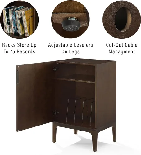 Miniatura 6 de Crosley Furniture Asher - Soporte para tocadiscos con almacenamiento para discos de vinilo, color marrón oscuro