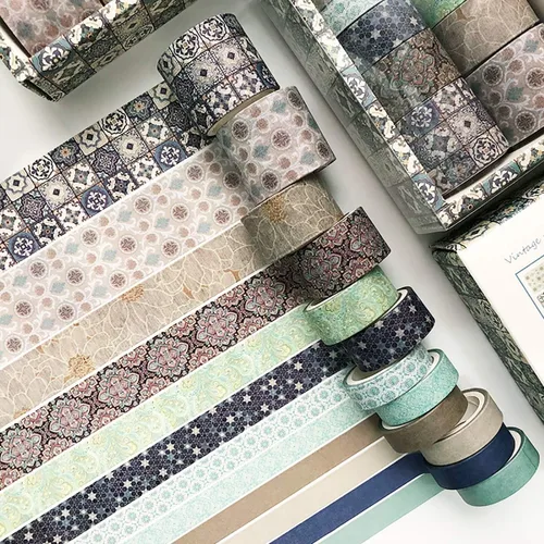 Vilihkc Washi Tape - Juego de 12 rollos de cinta adhesiva decorativa Washi para manualidades, niños, álbumes de recortes, diario de viñas, envoltura