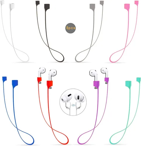 Correa magnética para Airpods, correa deportiva antipérdida, 8 cordones coloridos de silicona suave para auriculares, compatible con Airpods