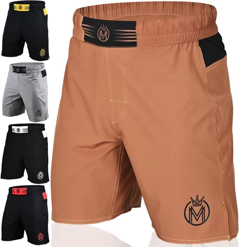 Miniatura 11 de Pantalones cortos de MMA y BJJ para hombre, UFC Grappling Fight Shorts para boxeo, kickboxing, Muay Thai 7 pulgadas entrenamiento cruzado Blanco