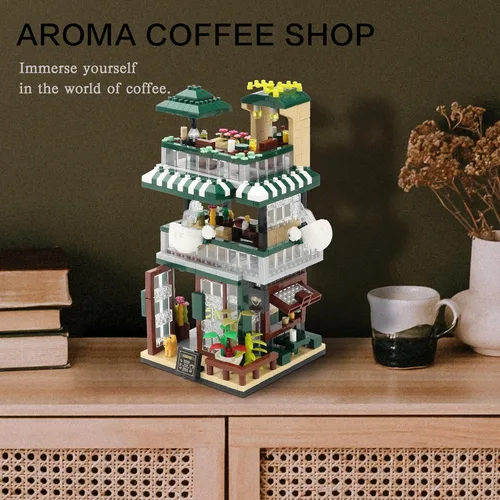 Miniatura 5 de Street View - Mini bloques de construcción, cafetería, tienda, kit de construcción, construcción de simulación, regalo creativo educativo