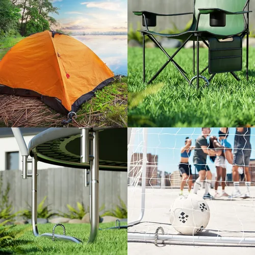 Miniatura 7 de Happin® Anclajes de trampolín de 12 pulgadas, estacas de trampolín, estacas de suelo resistentes, anclajes de tierra atornillados, accesorios
