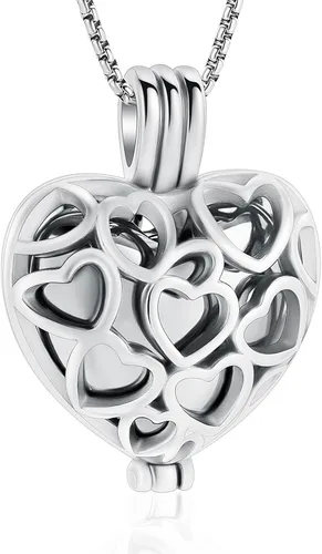 Miniatura 8 de Collar con medallón de cremación conmemorativa con corazón eterno con mini urna para cenizas de seres queridos
