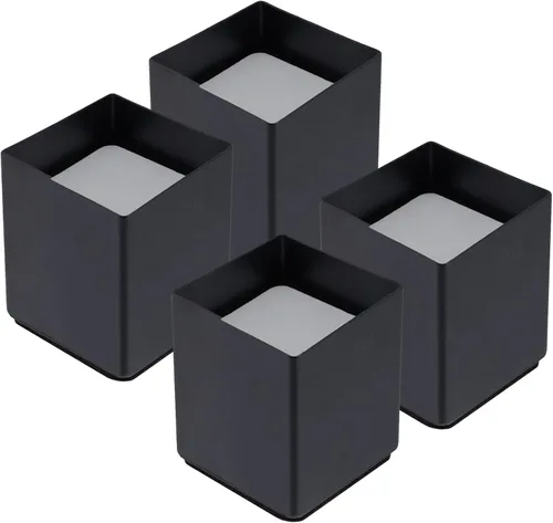 Miniatura 20 de Elevador cuadrado de acero para muebles, 4 piezas, color negro, altura de elevación de 1.97 a 2.75 pulgadas, se ajusta a patas de 1.5 pulgadas