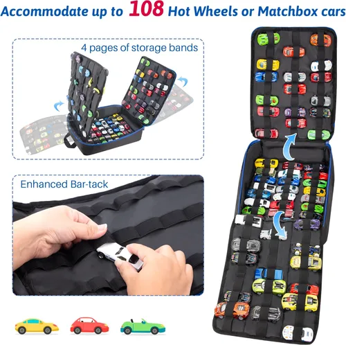 Miniatura 2 de Organizador de mochila de almacenamiento para automóvil con ranuras elásticas - Funda de transporte portátil para autos a escala 1:64, bolsa de Negro