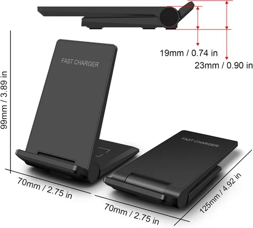 Miniatura 6 de Cargador inalámbrico 2 en 1, estación de carga inalámbrica rápida de 20 W plegable para iPhone 17 16 15 14 13 12 Pro Max/XS, Air Pods, para Samsung