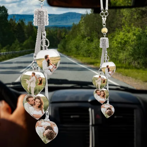 Miniatura 10 de WERWAES Los accesorios personalizados personalizados del espejo retrovisor del coche personalizan el colgante colgante de cristal de la foto