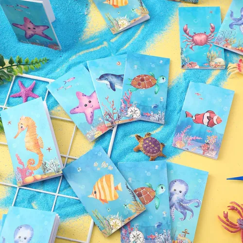 Miniatura 4 de Ferraycle Juego de 24 cuadernos de animales del océano, cuadernos bajo el mar, juego de recuerdos de fiesta de animales para niños, recompensas
