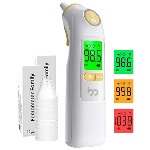 Miniatura 10 de Termómetro de oído de la familia femometer, termómetro de oído altamente preciso para niños, adultos y bebés, 30 recordatorios de memoria, resultado