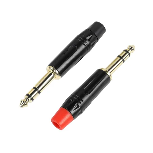 YACSEJAO TRS - Enchufe de audio de 1/4 pulgadas, paquete de 2 conectores de audio estéreo macho de 0.250 in, enchufe estéreo de 1/4 pulgadas para