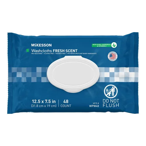 McKesson Toallitas para Lavado, Perfumadas - Toallitas Húmedas Desechables para Adultos - Sin Alcohol - Fórmula Sin Enjuague - Paquete Suave con