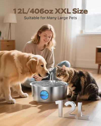 Miniatura 3 de Fuente de agua para mascotas para perros grandes: fuente de agua de metal para perros, fuentes silenciosas para gatos grandes para beber, fuente