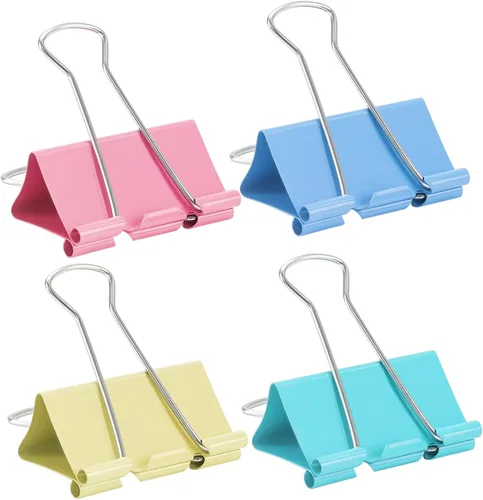Paquete de 12 clips extra grandes de 2 pulgadas, colores surtidos, clips de papel jumbo de colores, abrazaderas de papel grandes, clips de carpeta