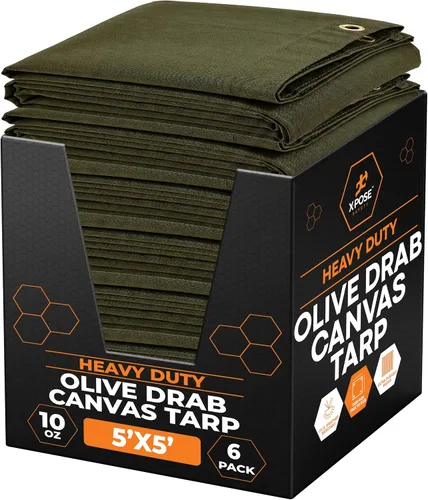 Miniatura 181 de Xpose Safety Lona de Lona - Lonas de Lona Verde de 10oz Resistentes al Agua con Ojales de Latón - Lona Multiusos para Exteriores para Campamento