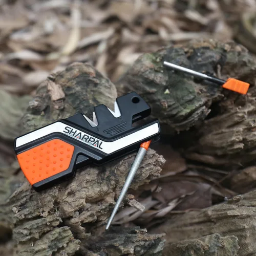 Miniatura 3 de SHARPAL 101N - Afilador de cuchillos de bolsillo 6 en 1 y herramienta de supervivencia, con barra de ferro para iniciador de fuego, silbato y barra