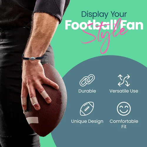 Miniatura 4 de Pulsera de fútbol Sportybella - Pulsera de paracord ajustable con amuleto. Regalos de fútbol unisex Negro