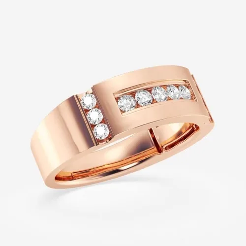 Miniatura 6 de CUSTOMIZE JEWELS 12 ctw Round Lab Grown Diamond Men's Framed Channel Set Wedding Band In 14k Gold