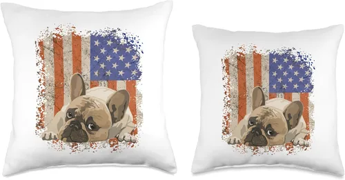 Miniatura 3 de The French Bulldog Patriot Co. Almohada patriótica con diseño de bulldog francés con bandera estadounidense, 16 x 16 pulgadas, multicolor