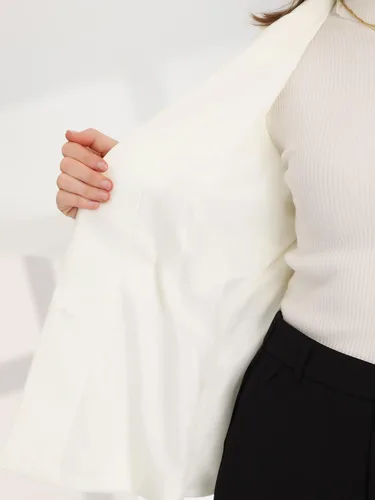 Miniatura 5 de Allegra K Blazer sin mangas para mujer, con cuello de solapa, chaleco de vestir plisado de un solo botonadura