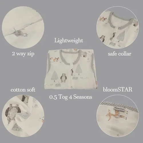 Miniatura 5 de Saco de dormir para niños pequeños (2-3T) ligero de algodón de 0.5 tog para verano, manta de verano para bebé, saco de dormir para bebé, delgado